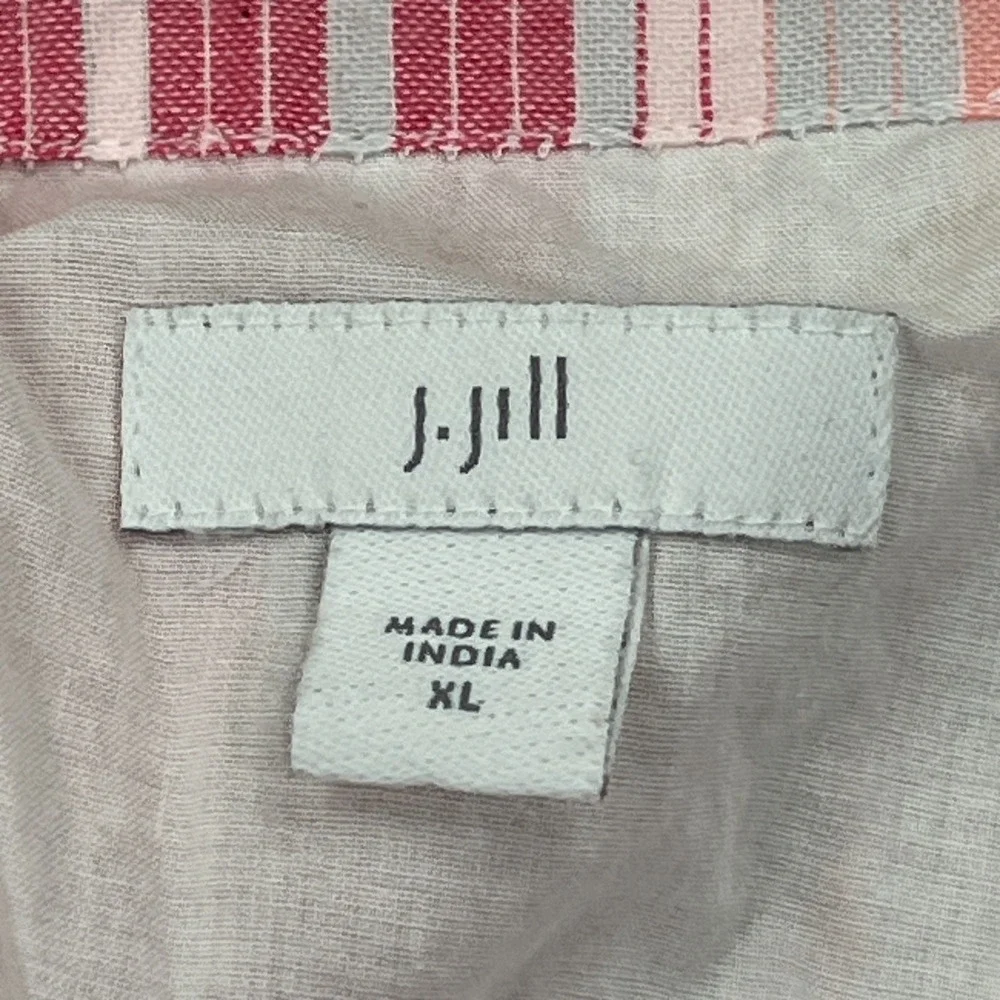 J Jill Dress Women's XL Pink Striped Sleeveless Lined Tiered Lined Maxi Boho - Picture 2 of 10